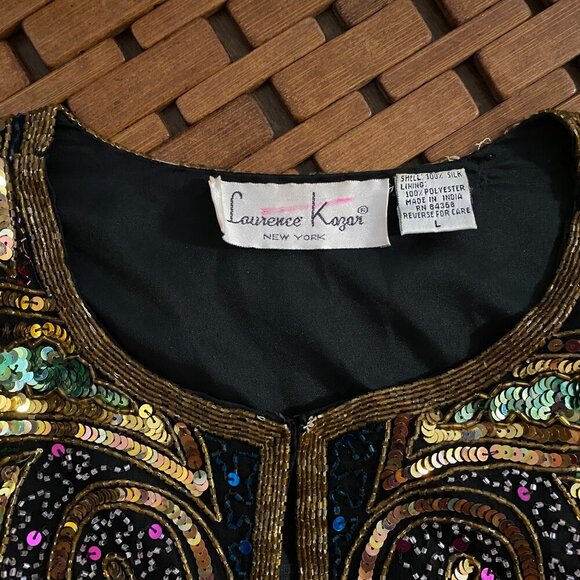 Vintage Laurence Kazar NY Paisley Sequin Beaded Jacket, 100% Silk, Large. - Picture 10 of 12